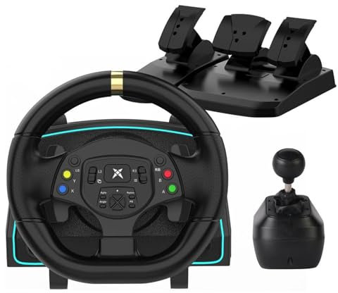 DOYO Gaming Steering Wheel with Pedals and Shifter - 1080° PC Racing Wheel, Vibration Feedback, Paddle Shifters, Steering Wheel for PC, Xbox One, PS4, Xbox 360, Xbox Series X/S, PS3, Switch
