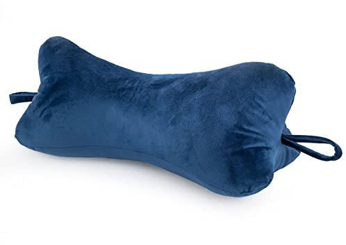 H&F Heimtextilien H&F | Kissen Kopfkissen Lesekissen Leseknochen Nackenkissen Nackenrolle Knochenkissen Reisekissen Waschbar, für Bett, Sofa | Farbe: Dunkelblau Velvet