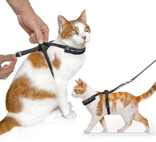 Furee Hundegeschirr mit Druckknopf für Katzen, kleine Hunde, Hasen, Frettchen zum Gehen, Nicht sperrig, offene Schultern, voll verstellbar, Anti-Flop über maximale Mobilität, ausbruchsicher, für