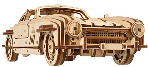 Ugears Winged Sports Coupe 3D Puzzle - 3D Holzpuzzle Auto Sportwagen Modellbausatz Erwachsene Auto - Dual Motors Bauset mit Flügeltüren Holzpuzzle Erwachsene 3D Geburtstagsgeschenk - 262 Teile