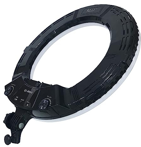 Kit de lámpara LED anular de 18 Pulgadas Regulable,con 3 Coldshoe Titular,Soporte para teléfono,Espejo,Trípode de pie,Iluminación para Estudio de grabación de vídeo,Selfie,Maquillaje,Belleza