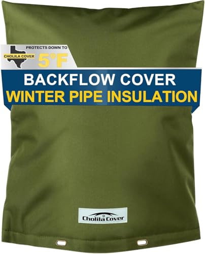 Cholila Cover Backflow Preventer Cover Insulated (5°F) with Thicker 7 Layers Fabric, 16 W x 20 H with Aluminum Foil Layer for Winter Pipe Freeze Protection, Sprinkler Covers for Outside (Green)