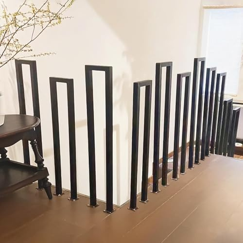 Ogimeka Treppengeländer Innen U Form, Modern U Förmig Geländer Treppe Schwarz, Treppengeländer Außen, Metall Handlauf Treppe für Villen, Balkone, Flure, Wohnungen, Terrasse, Veranda, Schwarz/100cm