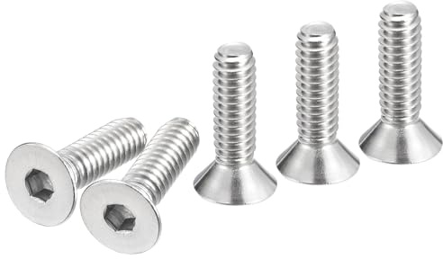 DTGN 30er Packung 1/4-20 x 7/8 Sechskantschrauben mit Flachkopf | Senkkopfschrauben, 304 Edelstahl, Vollgewinde