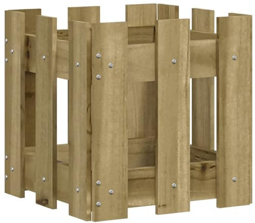 Gecheer Fioriera con design a staccionata, per giardino, terrazzo, vaso per verdure, 30 x 30 x 30 cm (larghezza x profondità x altezza) in legno di pino impregnato a pressione