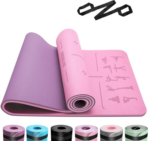 OUTDOUSE Tapis de Yoga,Tapis de Sport, Antidérapant,pour la Gymnastique,Pilates,Yoga,Maison,Voyage,Tapis de Gymnastique avec sangles de rangement,183x61x0.6cm
