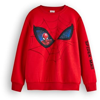 Marvel Spiderman Felpa Bambino | Maglione Girocollo con Grafica Supereroe per Bambini in Rosso | Regalo di Merchandising di Arte del Personaggio del Fumetto