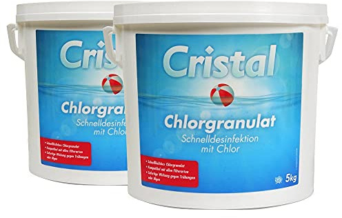 Cristal Chlorgranulat - Schnell löslich - 10 kg - Effektive Poolpflege - Hochwirksames Desinfektionsmittel - Algenvorbeugung & kristallklares Wasser