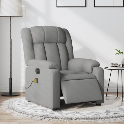 Homgoday Massagesessel Elektrisch Fernsehsessel Relaxsessel mit Liegefunktion Massagesessel TV Sessel mit Verstellbare Rückenlehne Liegesessel Ruhesessel Wohnzimmer Schlafzimmer Hellgrau Stoff