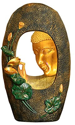 Fuente de Mesa Fuente de Mesa de Buda Fengshui Meditación Relajante Decoración Interior Estatua de Buda Zen 3D - for decoración del Dormitorio de la Oficina en el hogar Fuente de Interior
