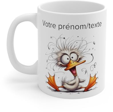 Mug personnalisable personnalisé Canard étourdis avec son prénom ou texte pour enfant et adulte