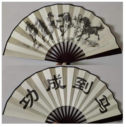 DUBTEDHOU Traditionelle Handfächer mit Quaste, Männer Tasche Bambus Griff Hand Fan chinesische falten Hand Fan große Fan