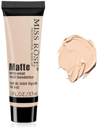 Liquid Foundation Cream, Full Coverage Matte Concealer Base Primer for Face Makeup, Waterproof Longwearing Flawless Makeup Base Foundation Hides Wrinkles & Lines for All Skin Tone (BEIGE 3, 1.3 Fl Oz)