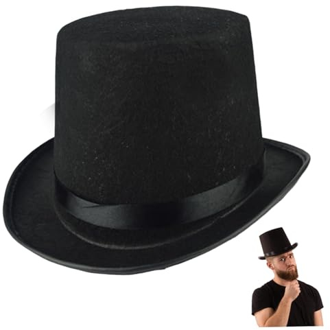 SMELEYOU Sombrero de copa para hombre, color negro, tamaño adulto, de fieltro, disfraz de mago, formal, fiesta de Halloween