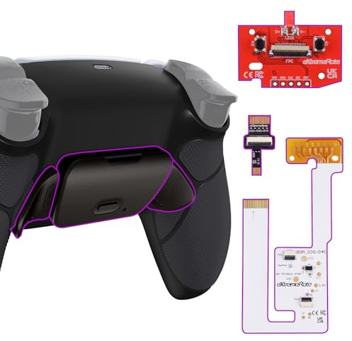 eXtremeRate RISE V3 Remap Kit Programmabile per ps5 Controller BDM-030/040/050,Palette Metallo Back Button Tasti Posteriore Cover Grip Gommato per ps5 Joystick-Senza Controller-Nero
