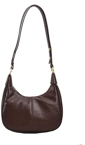 HiTotes Crescente - Borsa a tracolla donna pelle Bordeaux, Caffè, 24cm