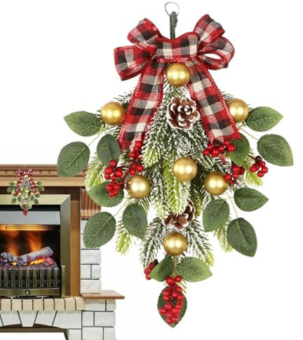 Weihnachtsgirlande, künstliche Girlande, Bauernhaus-Weihnachtsgirlande, Ornament-Aufhänger für Haustür-Dekoration