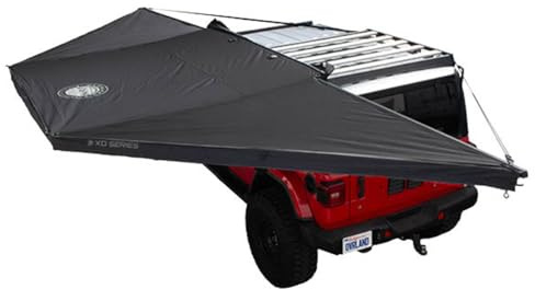 Overland Vehicle Systems XD Nomadic 180 Awning with Built in LED Lighting | Black Out Body and Trim | Includes Black Travel Bag