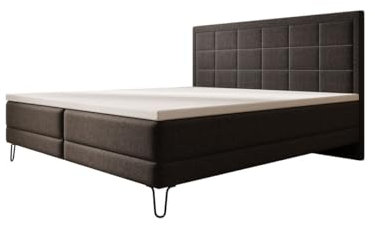 Luxusbetten24 Boxspringbett Mariella 180x200 mit Füßen in Stoff | Bezug: Stoff | Farbe: Schwarz | Härtegrad: H3 (70-100kg)