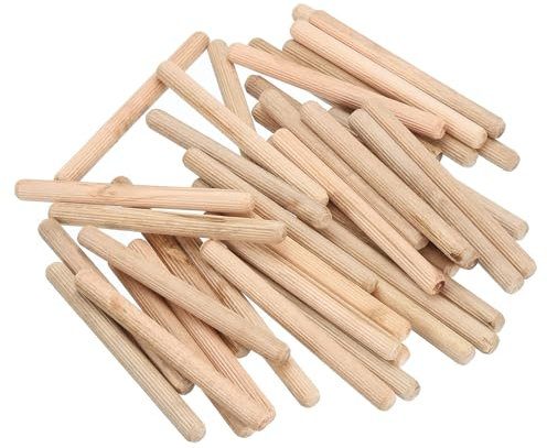 sourcing map Lot de 50 chevilles cannelées en bois de 0,95 x 11,4 cm – Tiges en bois rainurées pour meubles – Goupilles cannelées en bois pour travaux manuels, projets de bricolage