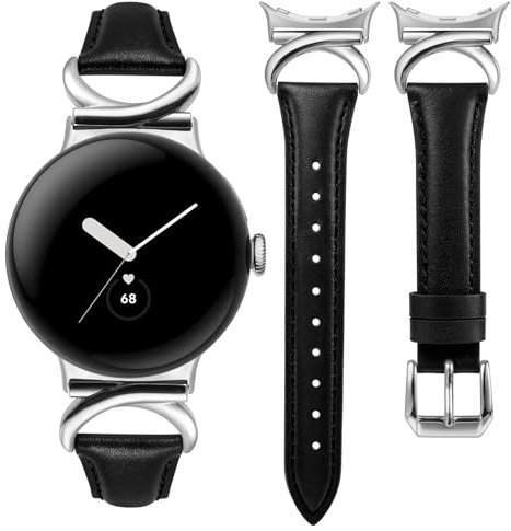 TOYOUTHS Lederarmband Kompatibel mit Google Pixel Watch 4/3 41mm/Pixel Watch 2/1 Damen, Schlank Luxus Elegant Dressy Leder Armbänder mit C-förmiger Schnalle