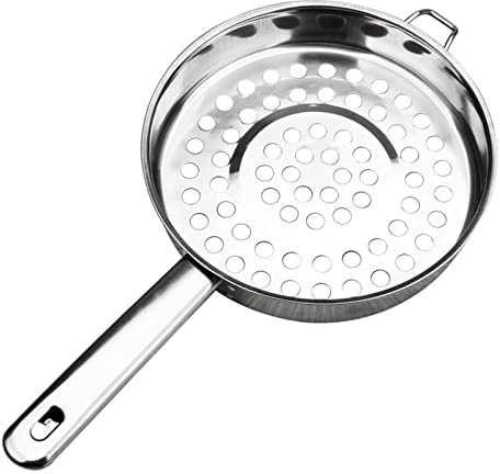 XFUYI Grande passoire en Acier Inoxydable avec cuillère passoire de Cuisine Plate à Long Manche