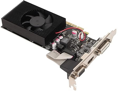 Gráfico BURANT 4 GB 128 Bits GPU de perfil bajo para M ITX -chassis, Ventilador de enfriamiento silencioso para la tarjeta gráfica de juegos, todos los sólidos para informática (GT730 4 GB GDDR3)