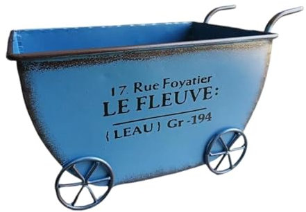 Fonowx Carrello Portafiori da Giardino, Fioriera in Metallo Salvaspazio per, Blu