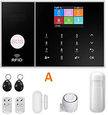 Kit Alarma Casa, Tuya WiFi GSM Security System System funciona con alexa Inicio Detector de movimiento antirrobo Sensor de ventana de la puerta de la puerta IP Cámara(H)