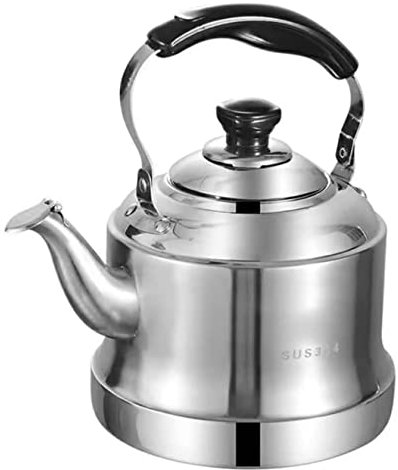 IWENZHKPA Bouilloire Camping Bouilloire À Sifflet en Acier Inoxydable 304 Bouilloire À Thé Portable Bouilloire pour Cuisinière À Gaz Cuisinière À Induction Bouilloire pour Thé Café(4L)