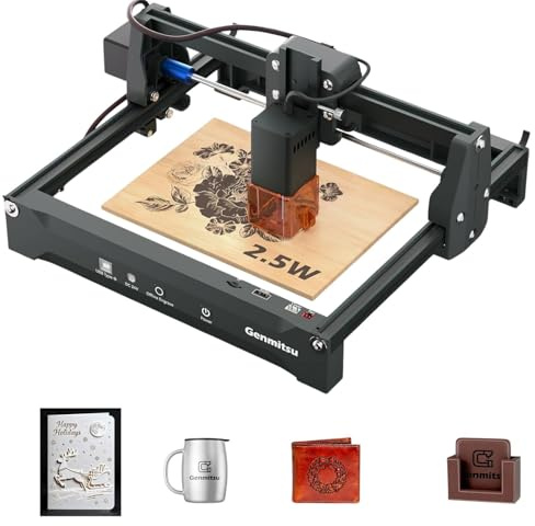 Genmitsu Laser Engraver Machine Kortek 2.5W, 200x150mm, Portable Engraving Machine for DIY Wood, Leather, Paper, Leaves, Fiber, Safety Class 1