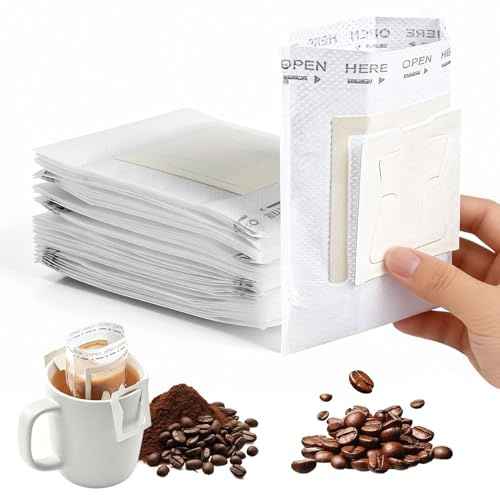 50 Stk Drip Coffee Bag, Tragbare Drip Coffee Kaffeebeutel Bag mit Hängenden Ohr, Papier Kaffeefilter Tasse Kaffee Drip Bags, Ohr Kaffeefilter Papierbeutel Filtertüten für Camping Reisen Zuhause Büro
