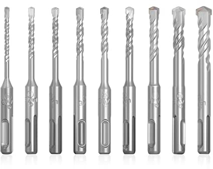 WEKONUMEX Kit de forets pour Marteau perforateur, Lot de 9 forets for Marteau perforateur SDS Plus 4-12 mm x 110 mm for béton, Brique, Pierre