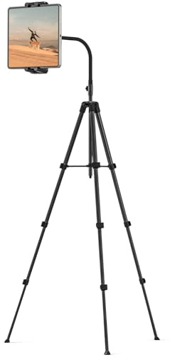 Cenawin Tablet-Stativ, 190,5 cm höhenverstellbarer Schwanenhals-Bodenständer, iPad-Ständer, Bodenhalter mit 360° drehbarer Stativhalterung für iPad Pro Air Mini 4,7-13,5 Zoll Tablets Handys