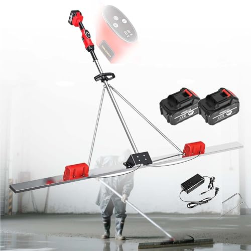 Vibratore A Batteria Per Calcestruzzo, Sis-tema Doppio Motore 6000RPM Con Controllo Di Velocità, Piastra In Acciaio, Ideale Per Pavimenti, Marciapiedi E Lastre(1Battery,200CM)