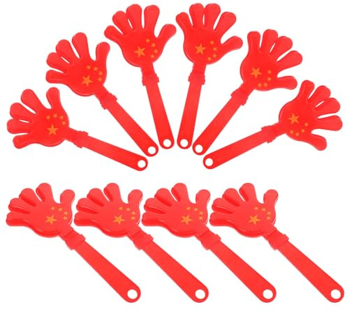 DECORNIJIA 10 Pezzi Clap Mani Rosso Bandiera Nazionale, Realizzati in Abs, Facili da Tenere, per Intrattenimento e Celebrazioni, Accessori Divertenti per Feste