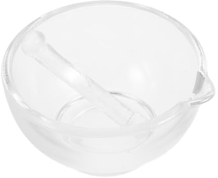 Homoyoyo Mortero de Vidrio 12 CM Mano para Moler Ajo y Especias Juego de Mortero para Uso Doméstico y Cocina Recipiente para Triturar Hierbas Medicinales y Condimentos