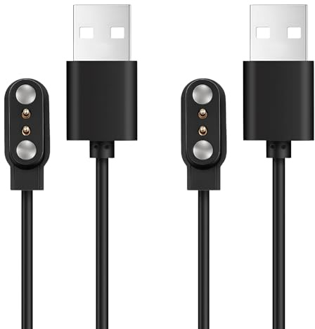 QEAS 2 Pièces Chargeur Montre Connectée Universel pour Smartwatch, 2 Pins 2.5mm Magnétique Chargeur USB Câble de Chargement, Câble de Recharge pour Montre Intelligente