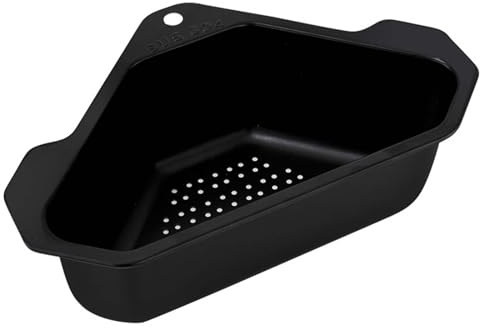 Filtro per Lavello Triangolare In Acciaio Inox, Cestino del Lavello Della Cucina con Ventose, Portaoggetti per Lavandino, Mensola di Scarico per Lavello Senza Foratura, per Lavaggio (Nero)
