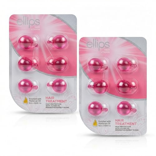 Ellips Hair Vitamin Tratamiento Cabello Sin Aclarado con Aceite de Jojoba 6 Cápsulas x2 (Pack de 2) - Sérum Nutritivo, Brillo, Protección Calor, Cabello Seco/Dañado