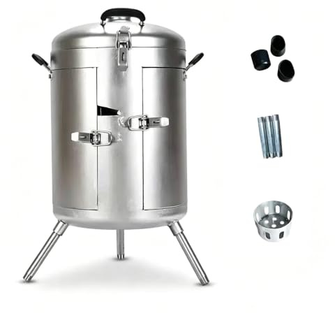 Grilltunna med 360° Omkretshängande Konstruktion i Kolstål 3-dörrsdesign