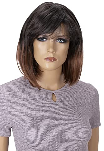 CAISHA Perücke Bob Wig Cosplay Fasching Halloween Ombré Braun Mix SH032i