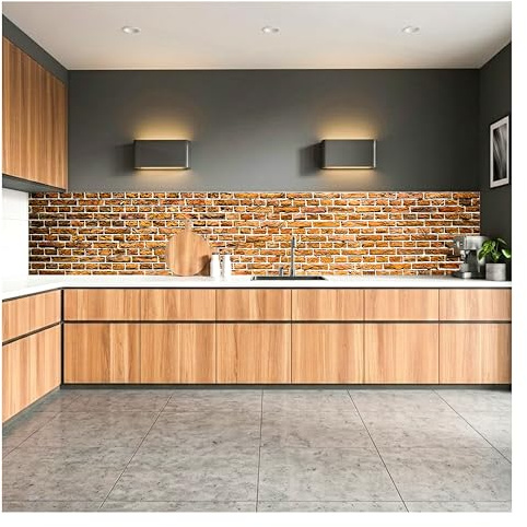 DIMEX LINE Paraschizzi Auto-Adesiva per la Cucina Vecchio Mattone 350 x 60 cm | Resistente all’Acqua | QUALITA‘ Premium