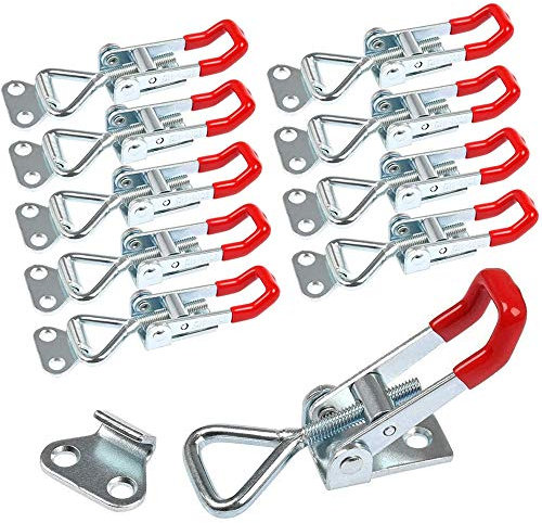 TONAUP Hebellatch, 10 Stück Spannverschluss, Hebel Verschluss Haltekapazität Türriegel Eckbefestigung Klein Kniehebelspanner Latch Button Toggle Latch 100kg, Rot