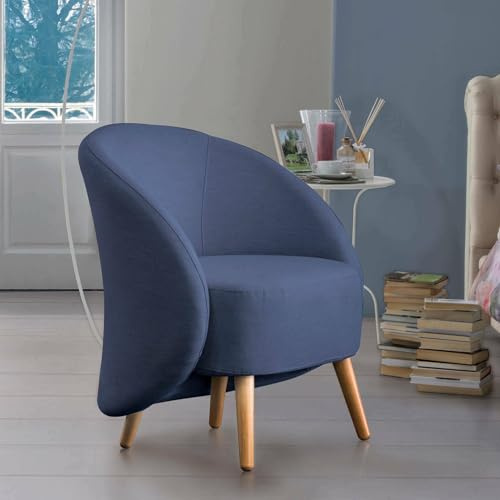 Talamo Italia - Annarella-Sessel, Design-Loungesessel, 100 % Made in Italy, Relaxsessel aus gepolstertem Stoff, 70 x 60 x 80 cm, Blau