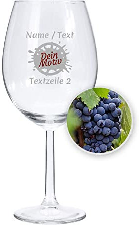 Rotwein Weinglas mit Gravur personalisiert/Namen Text über 100 Motive, Rotweinglas graviert als Geschenk zum Geburtstag Jahrestag Hochzeit Verlobung, Geschenkidee Frauen Männer Mama Papa