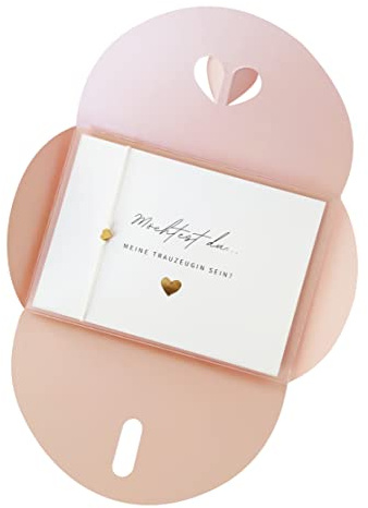 Briefzauber Trauzeugin fragen - Karte mit Armband & Herzumschlag (rosa)