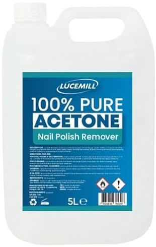 Lucemill 100% Pure Acetone | 5 Litre (5L) | Professional Nail Polish Remover for Acrylics, Gel & Glue | Salon Use | UK Made