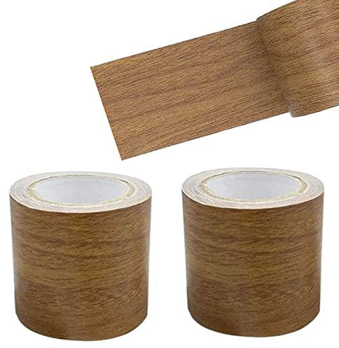Guidre 2 8 cm x 4,57 m Rotoli di Nastro Adesivo Effetto Legno, Riparazione Realistica delle Venature del Legno, Autoadesivo, per Battiscopa Morbide, Laminato, Porte, Bordi, Pareti, Mobili, Marrone