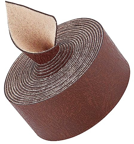 GORGECRAFT 25mm Breite Braune Büffellederstreifen Mit Künstlicher Narbung 79 Lange PU-Leder-Gürtelriemen 1.2mm Dickes Einseitiges Flaches Lederband Rolle Aus Mattem Kunstleder Zum Basteln Schnüren